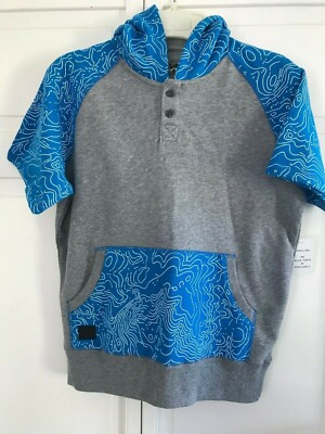 Kavu PE Short Sleeve Sweatshirt Hoodie Blue Topo Kids Medium- New with Tags!