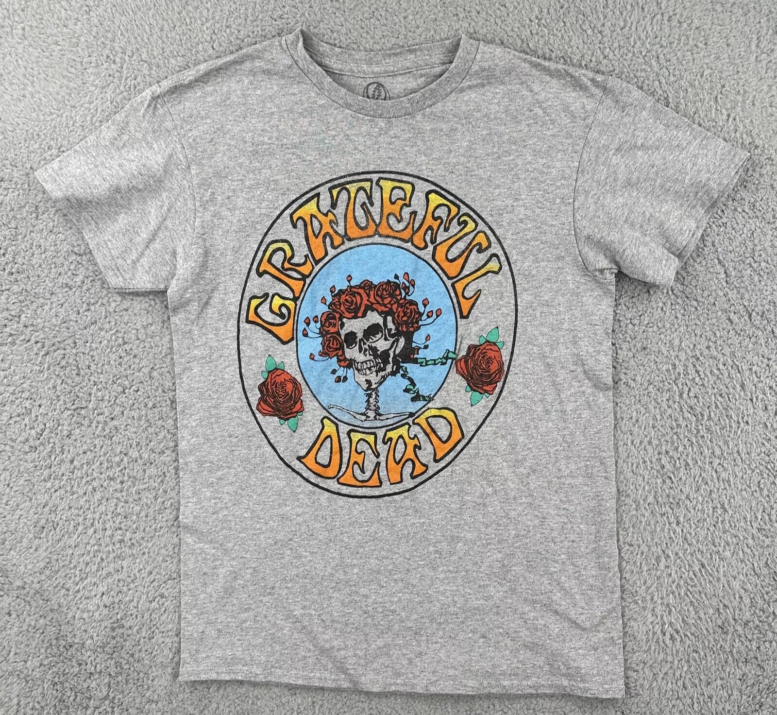Grateful Dead Bertha Skull Roses Womens S Gray Short Sleeve Tee Rock N Roll