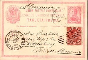 1899 Caracas Venezuela Postal Stationery Postcard Cover to Ravensburg Germany