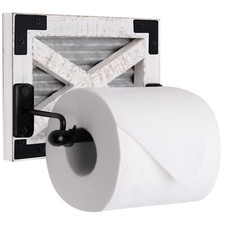 Autumn Alley Rustic Farmhouse Wood White Toilet Paper Holder With Brackets