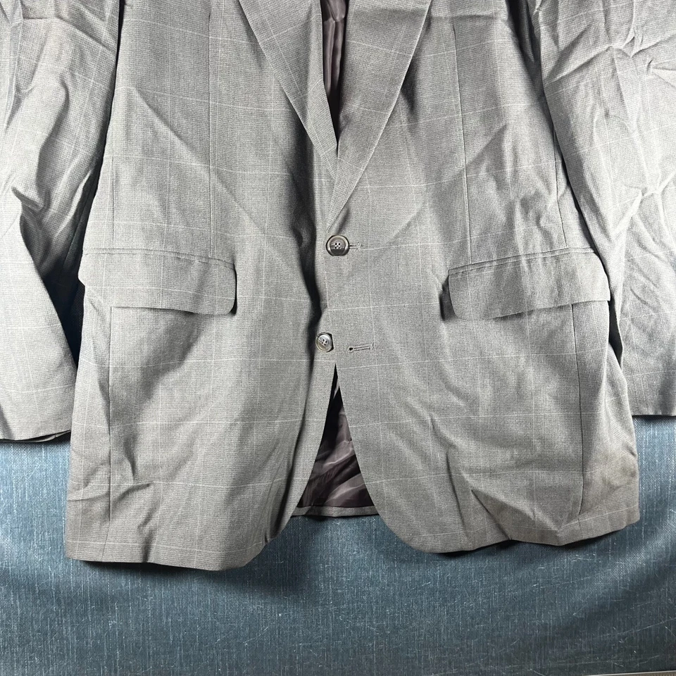 Traje Barrington Para Hombre 2 Piezas Talla 42L Gris Cuadros Muesca Solapa Sencillo Pecho Foto 3 de 4