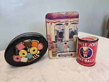 Vintage advertising Uncle Joes mint balls tin Destroofer Liquorice All sorts tin