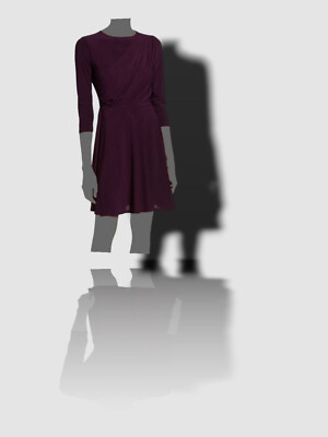 $150 Neiman Marcus Women's Purple Draped 3/4 Sleeve Fit & Flare Dress Size Large