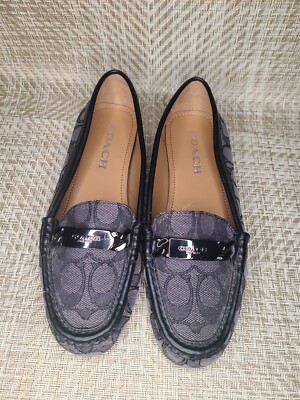 COACH Black Olive Signature Logo Leather Monogram Loafers | eBay display picture 3