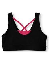 Avia Girls Studio Active Sports Bra SMALL 6-6X Black Soot Spandex Mesh NEW