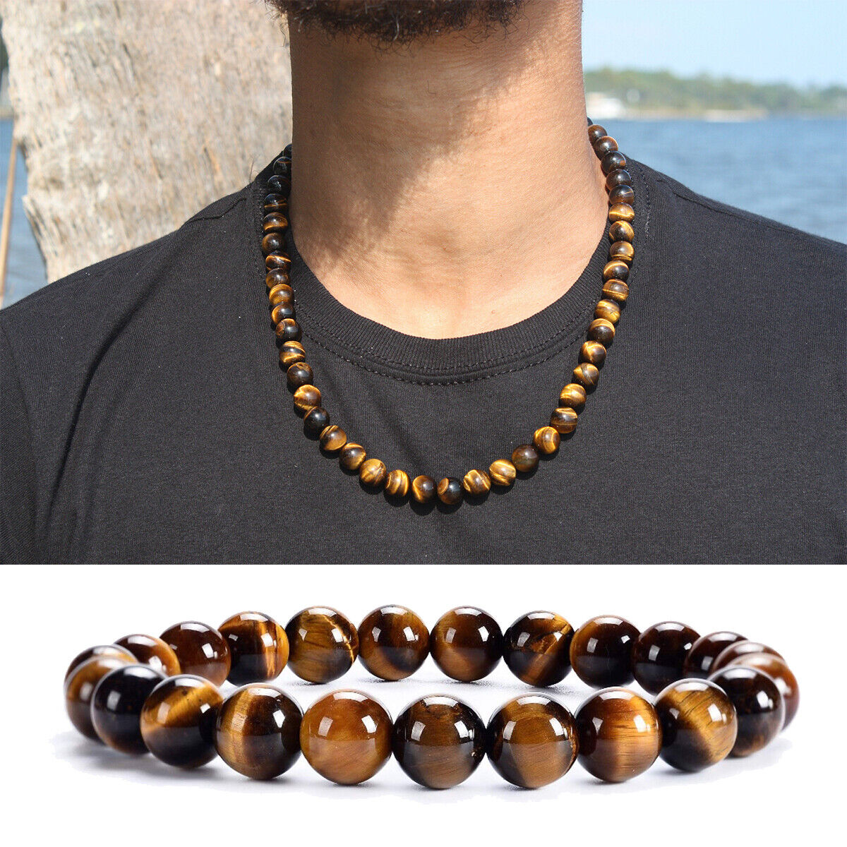STONE BEAD BRACELET 8 MM FOREST STONE BEAD BRACELET 8 MM FOREST