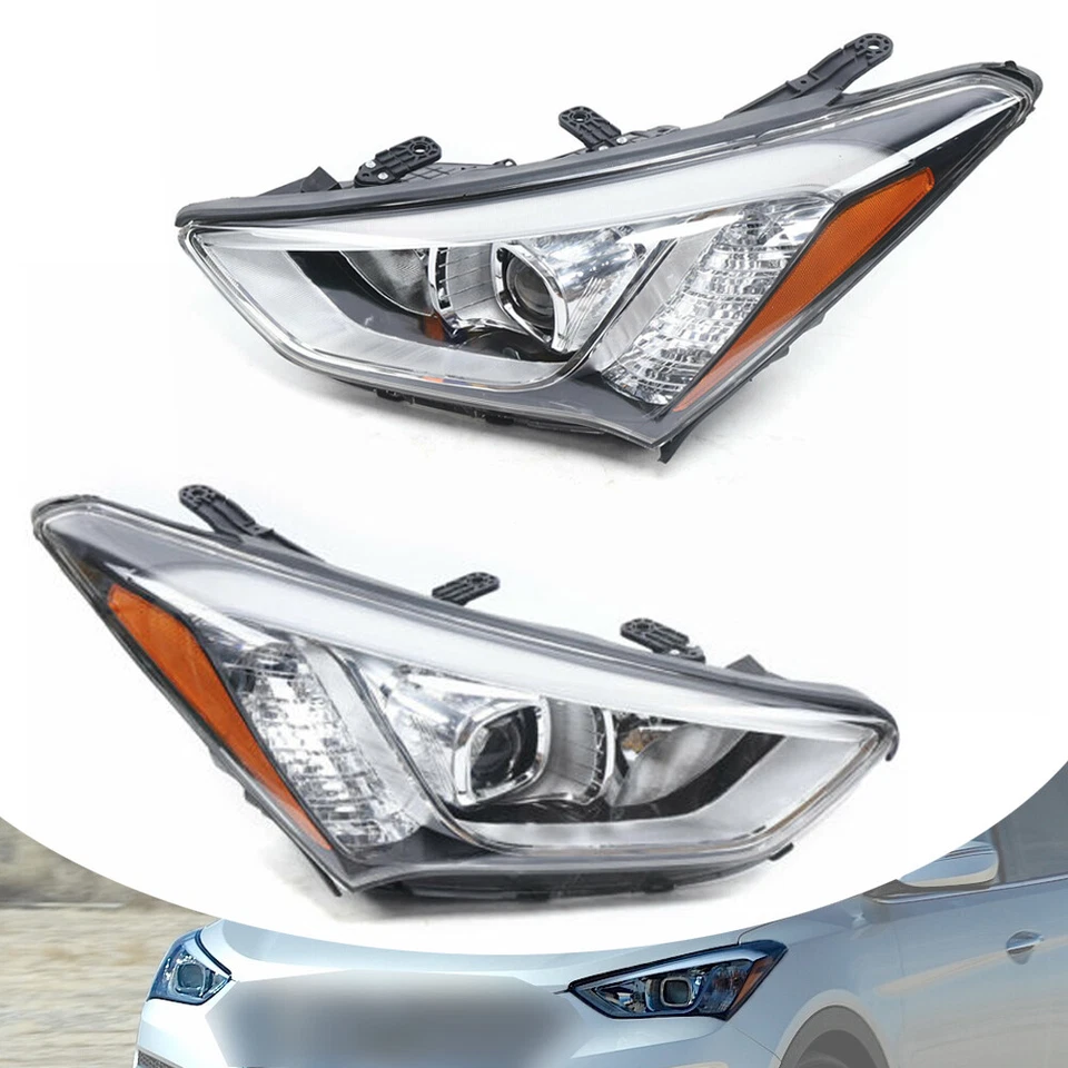 For 2013-2016 Hyundai Santa Fe Sport Headlights Driver & Passenger Side Halogen Foto 4 de 4