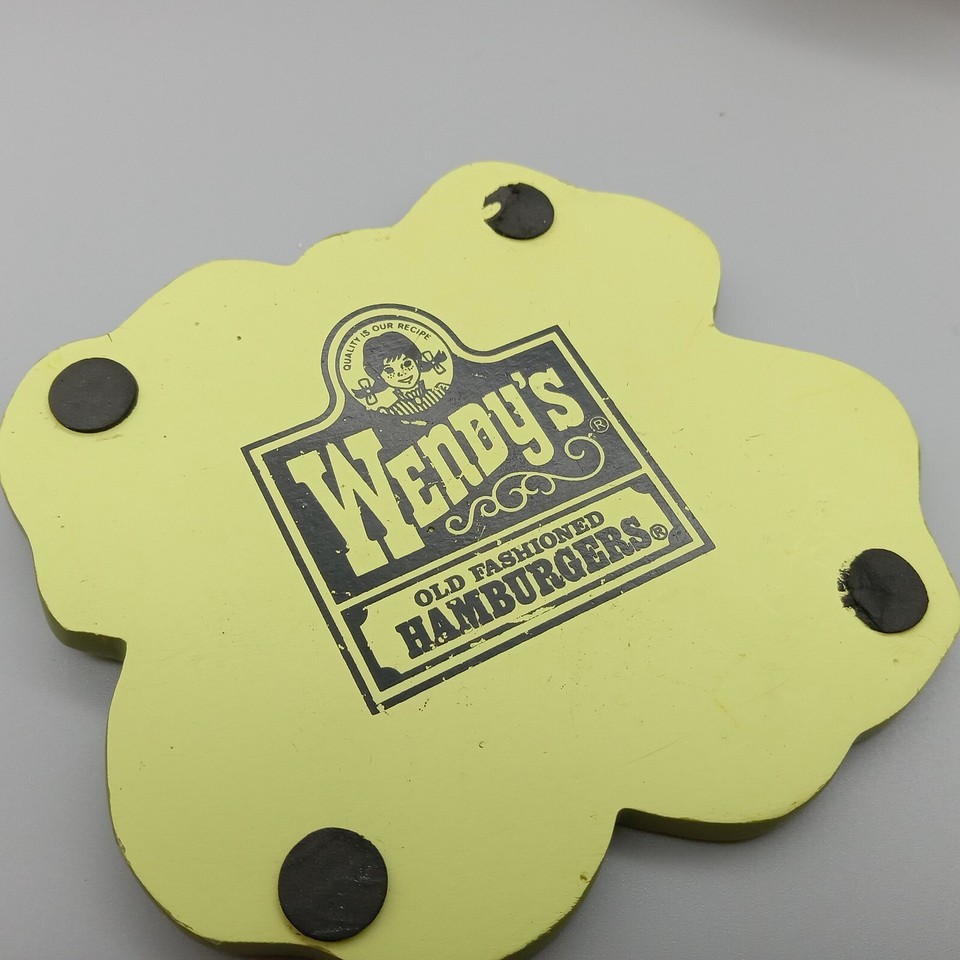 Wendy's Promo Hamburger Coaster 7 Piece Burger Cheese Onion Pickle Bun