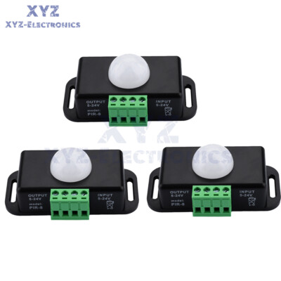 3PCS DC 12V-24V 8M Auto Infrared PIR Motion Sensor Detector Switch For LED Light