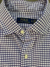 men's XL POLO RALPH LAUREN Button Front Dress Shirt LS Spread Purple Gingham