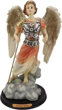Ebros Byzantine Archangel Saint Raphael with Brass Name Plate Wooden Base 12"H