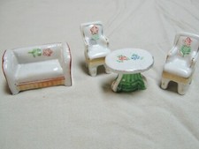 VINTAGE JAPAN PORCELAIN MINIATURES TABLE CHAIRS SOFA SET LOT