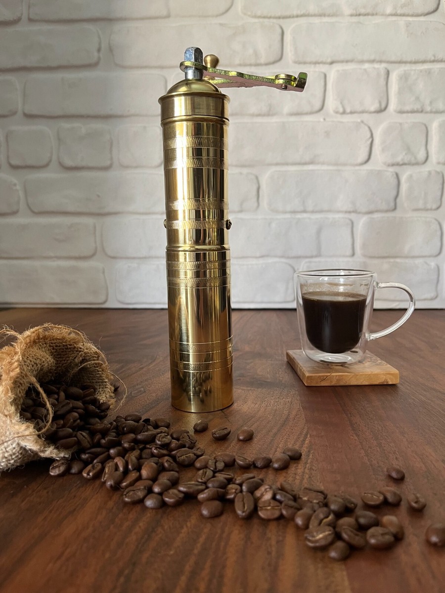 SOZEN Turkish Handmade Brass Coffee Grinder Mill Large Straight