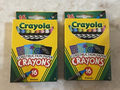 NEW Crayola Construction Paper Crayons Assorted Colors Set of 16 Lot Of 2 Boxes