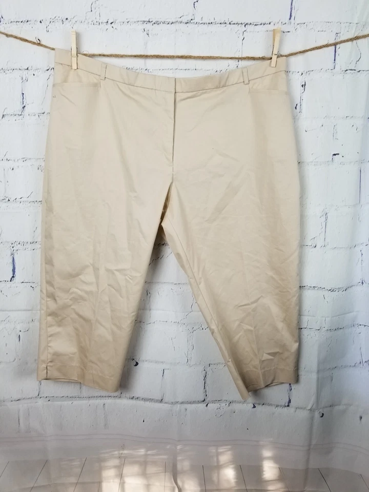 George woman Beige Think Slim Cropped Pants Plus size 24W cotton blend - Image 2 of 4