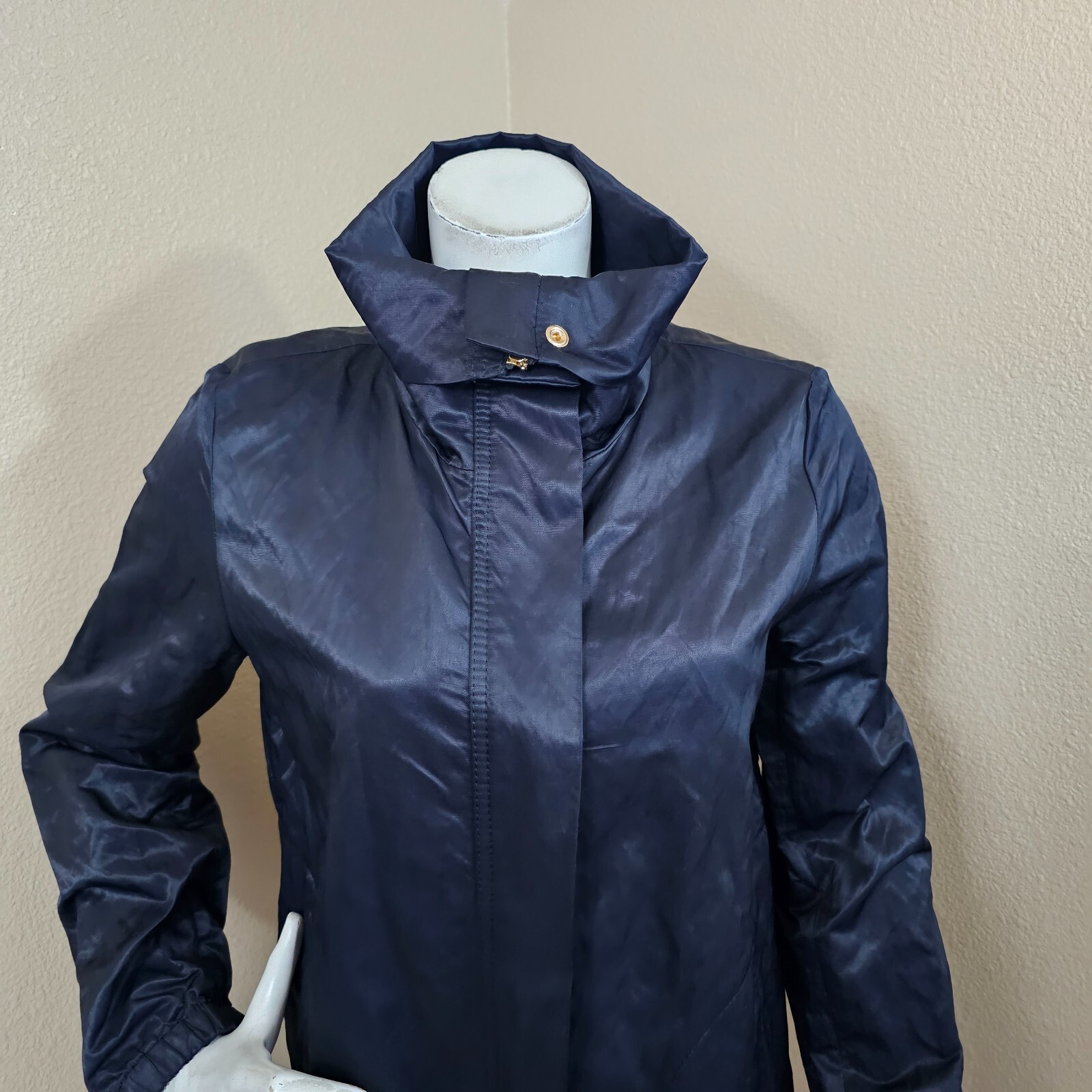 TALBOTS Black Lined Zip Front Rain Jacket~Size 10 - image 5