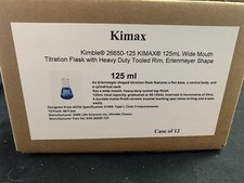 KIMAX Glass 125mL Wide Mouth Titration Flask W/Sidearm Tubulation 12/Case