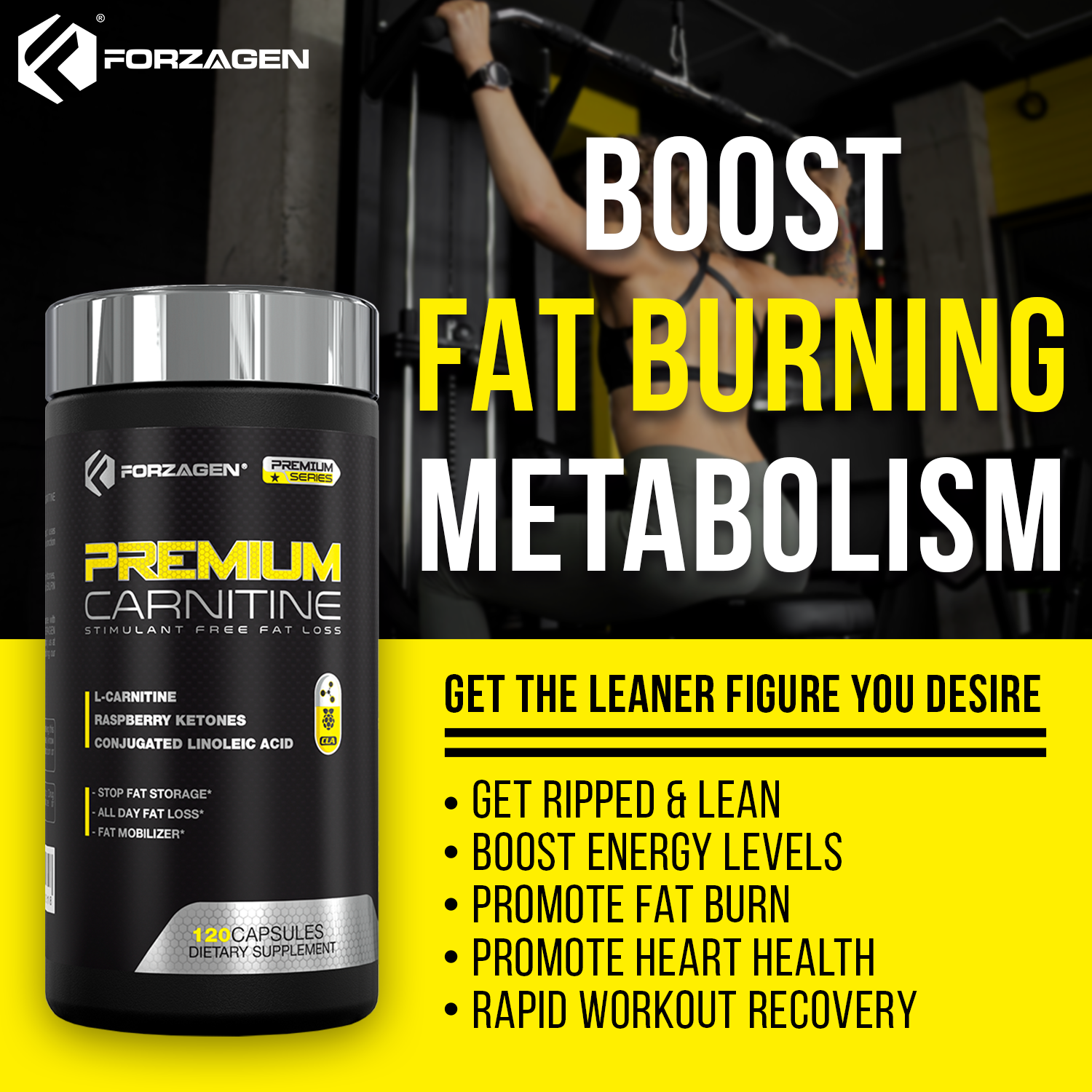 Forzagen Premium L Carnitine Capsules with CLA and Raspberry ketones