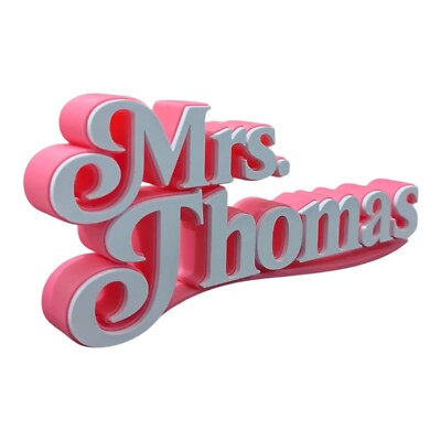 Fancy Cursive Multicolor 3D Name Plate, Personalized Desk Decor, Teacher Gift