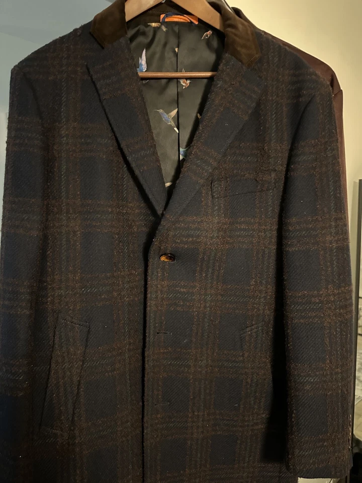 Abrigo Hombre Grande Marrón Azul Marino Foto 3 de 4