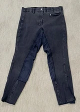 Goode Rider W28R Charcoal/Blue Corduroy Full Seat Equestrian RidingJodhpur Pants