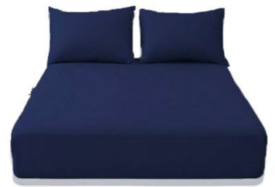 Perkal Spannbettlaken Extra Tief Bettwäsche Bettlaken Zimmer Double Navy