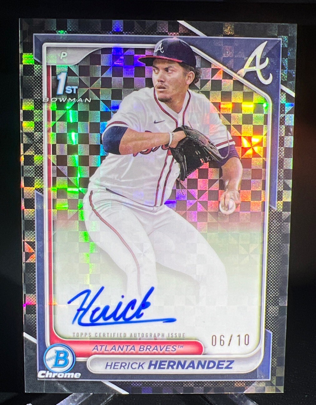 Herick Hernandez 2024 Bowman Chrome Draft 1st BLACK Refractor Auto #CPA-HH 6/10