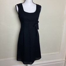 Ann Taylor Black Cotton Blend Eyelet Empire Waist A-Line Dress Sz 6P