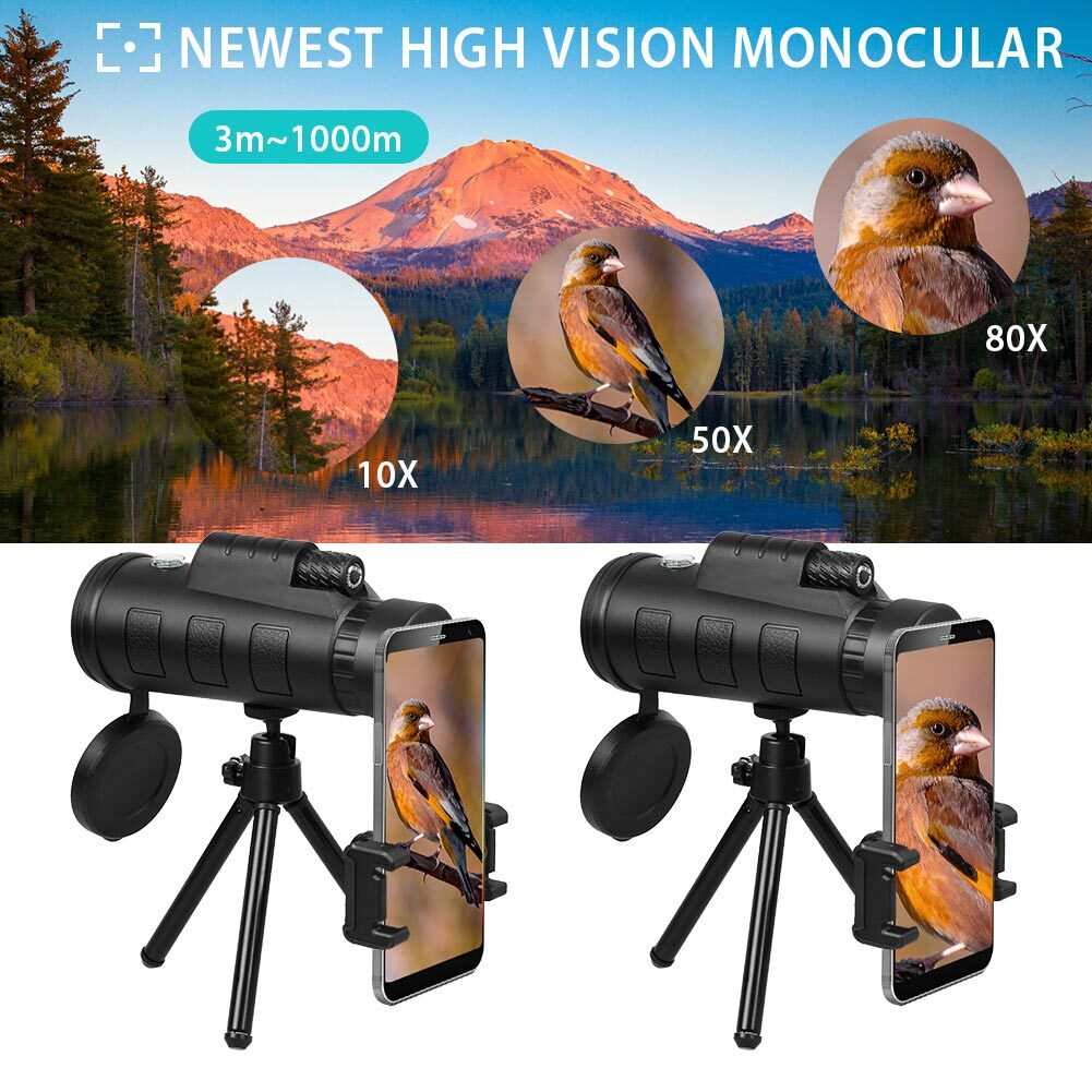 80x100 Zoom HD Monocular Starscope Monocular Telescope BAK4 Day/Night Vision eBay