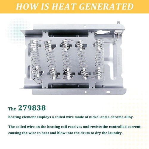 For Whirlpool Maytag Centennial Kenmore 8565582 Dryer Heating Element Kit 279838 - Picture 8 of 12