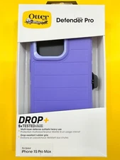OtterBox Defender Pro Series Case and Holster For iPhone 15 Pro Max-Purple NEW