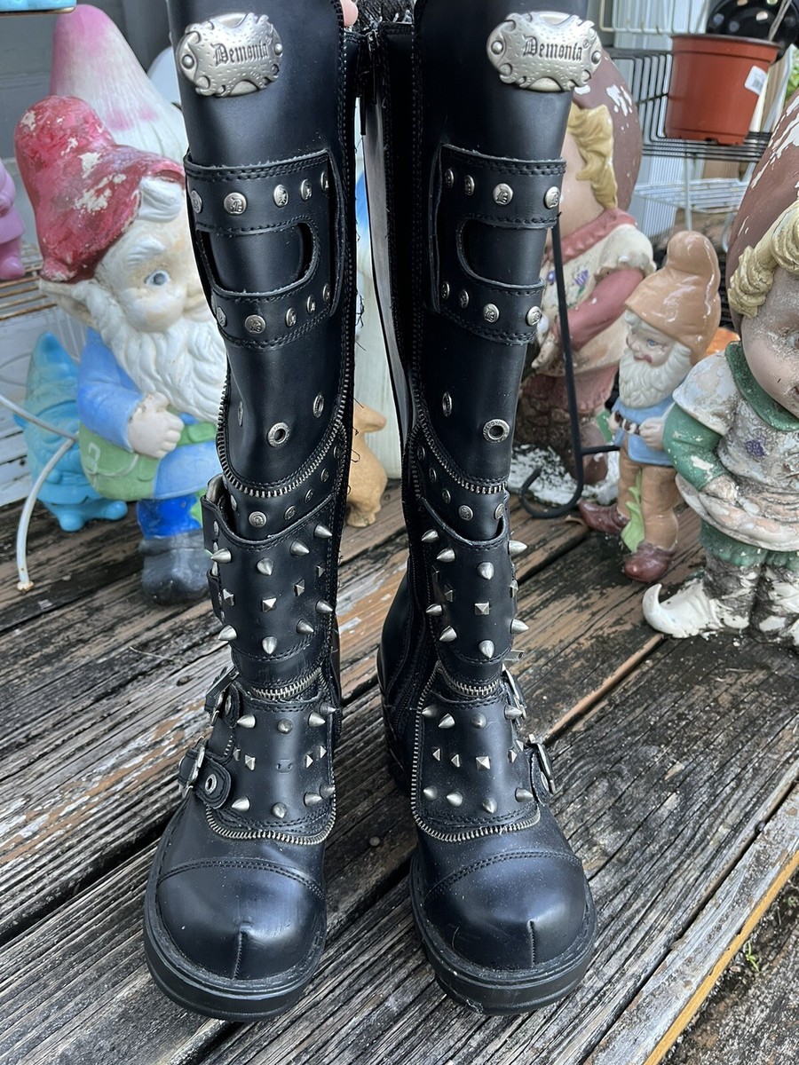 Demonia Sinister 300 Biker Boots Sz 6.5 7 Goth Punk Cosplay