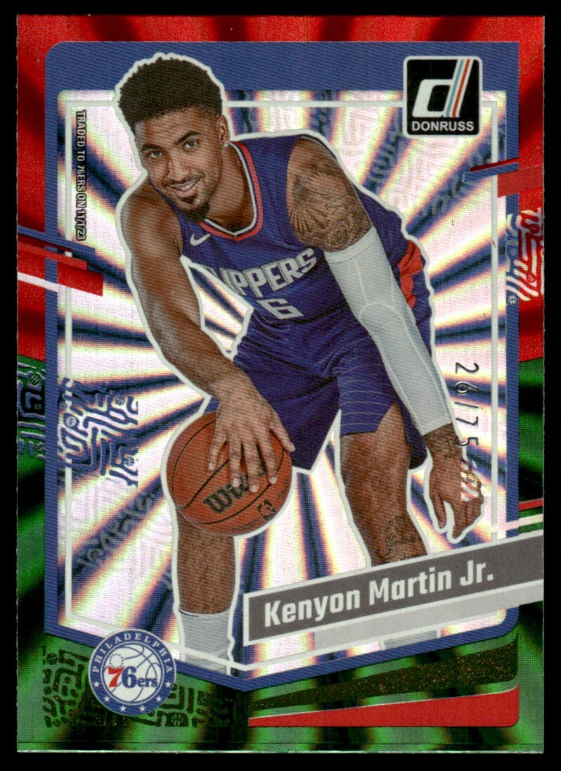 2023-24 Donruss Red Green Holo Laser Kenyon Martin Jr. 26/75 Philadelphia 76ers