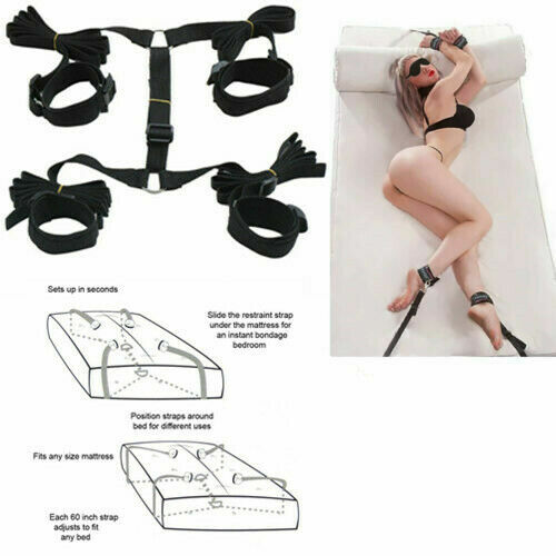 Bed-Bondage-Set-Restraint-Harness-Kit-Fetish-DBSM-Sex-Toy-Adult-Couple-SM-Slave - Picture 3 of 10