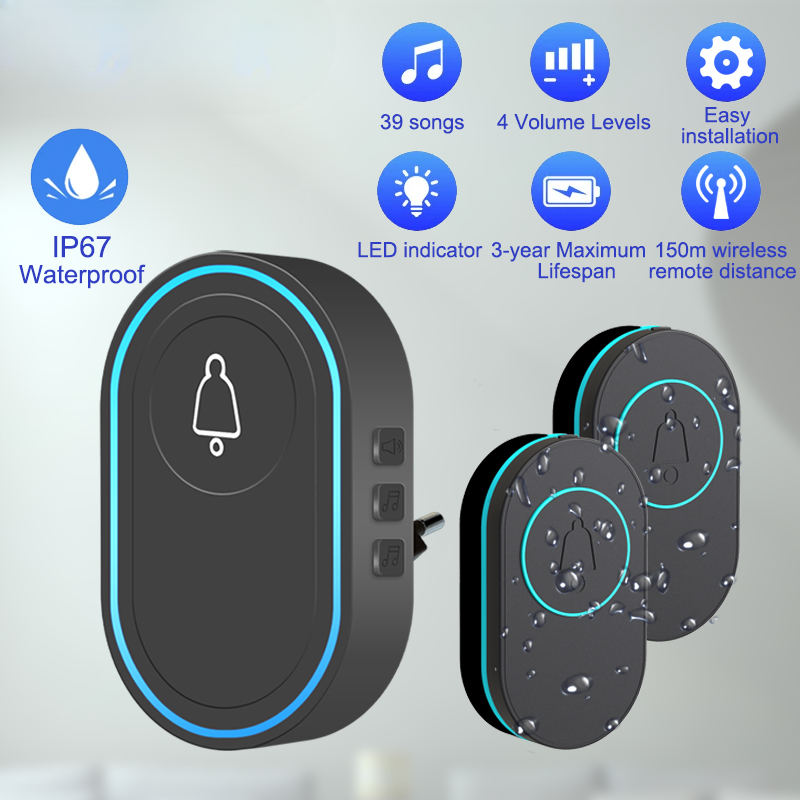 Intelligent Wireless Doorbell Home Welcome Doorbell Waterproof 300m Remote Smart