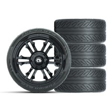Set Of 4 Gtw 15 Shogun Gloss Black Wheels On 21540-r15 Fusion Gtr Street Tires