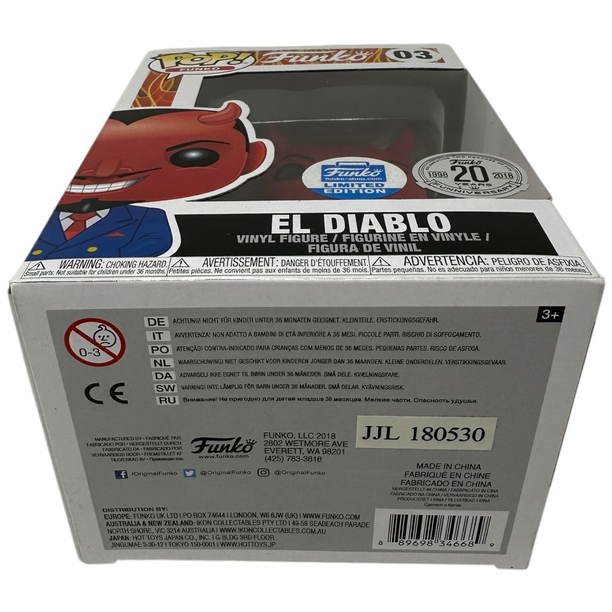 Funko Pop El Diablo 03 Funko Shop Exclusive 20 Years Funniversary