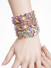 Rhinestone Crystal Stretch Bracelet Many Colors, Prom Stage Wedding or Pageant