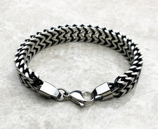 Mens Link Bracelet With Lobster Clasp Titanium Steel Figaro 8 Inches