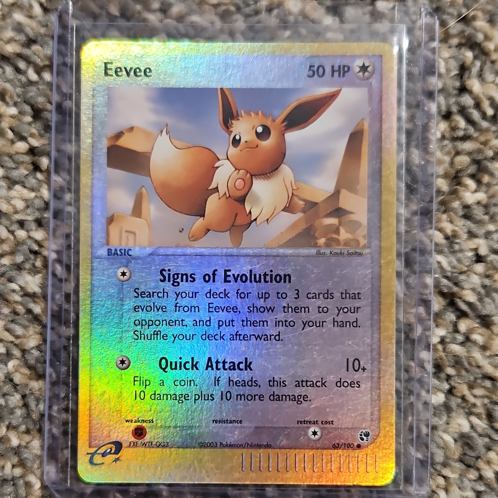 Pokemon TCG Eevee 63/100 EX Sandstorm Reverse Holo Common English 2003 MINT