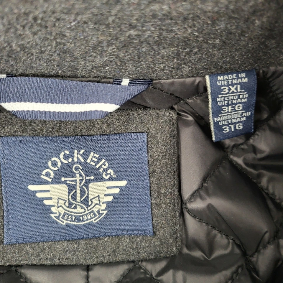 Dockers Mens Wool Blend Charcoal Gray Peacoat Jacket 3XL - Image 4 of 4