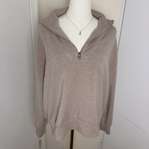 VARLEY | 'Catherine' Half Zip Double Soft Pullover Sweatshirt Medium Light Brown