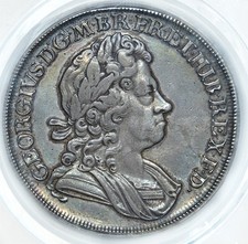 KING GEORGE THE I 1723 SILVER CROWN AU50