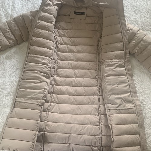 Lauren Ralph Lauren taglia media beige nudo puffer cappotto lungo giacca parka con cappuccio - Foto 6 di 12