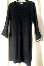 Calvin Klein Little Black Dress Ruffle Sleeve Sweater Dress Size L Acrylic Knit