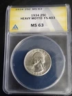 1934 Large Motto FS-403 Washington Quarter MS 63 ANACS Silver Free Shipping
