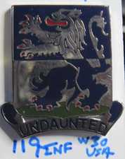 Army crest DI dui cb clutchback 119th INFANTRY REGIMENT inf rgt  W30 USA