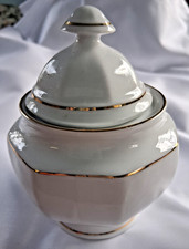 Vintage Porzellan Zuckerdose "Form Marienbad Ingres Weiss" Goldrand 6-eckig