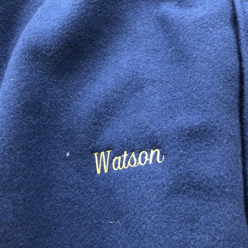 Vintage Holloway Varsity Jacket Mens XL Navy Wool Leather Sleeves Made USA 00s - Picture 5 of 11