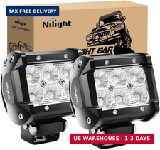 Nilight Led Pods 2Pcs 18W 1260LM Flood Off Road Lights Super Bright Driving Work